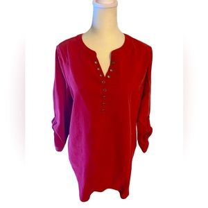 Chico's 3/4 Sleeve, V neck detailed with grommets Ladies Blouse